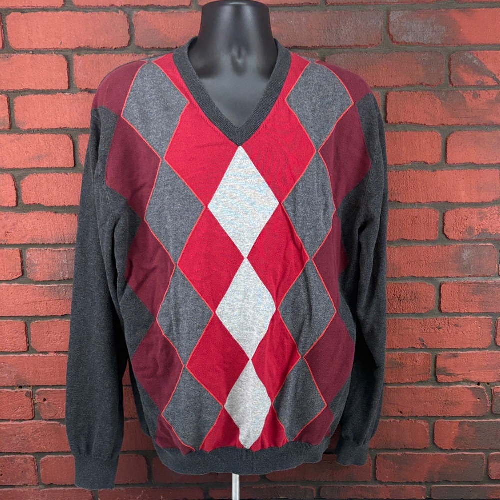 Perry Ellis Sweater Mens XL Argyle
